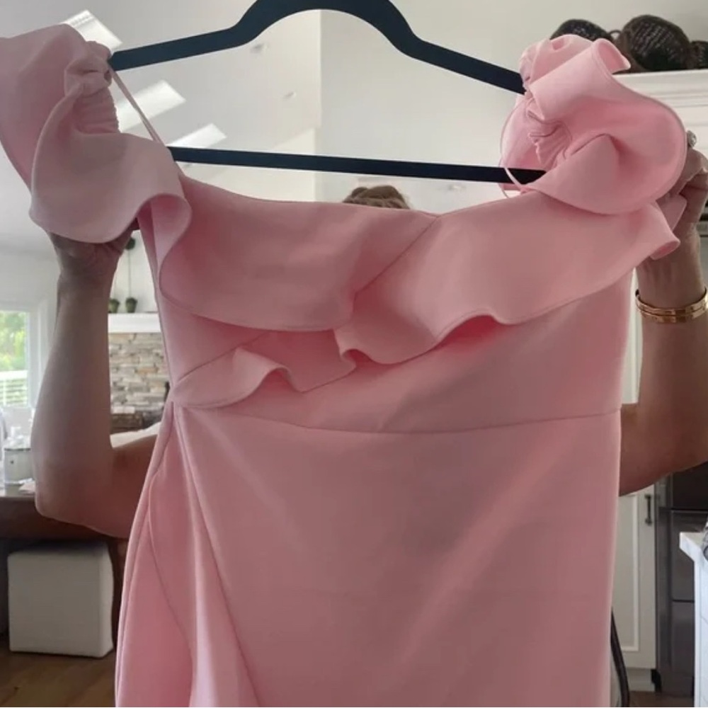 Likely One Shoulder Pink Ruffle Dress - Picture 3 of 3